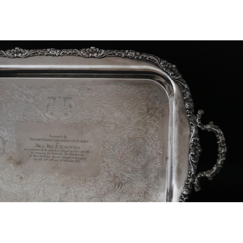 1163 - Special award tray, inscribed Presented by THE LAWN TENNIS ASSOCIATION OF VICTORIA to MR & Mrs R.ROS... 