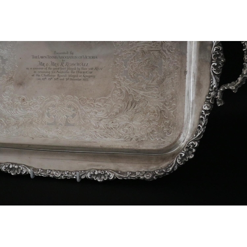 1163 - Special award tray, inscribed Presented by THE LAWN TENNIS ASSOCIATION OF VICTORIA to MR & Mrs R.ROS... 