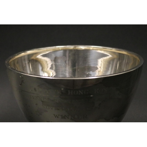 1228 - Tennis trophy pedestal bowl. Inscribed, COLGATE HONG KONG TENNIS PATRON'S CLASSIC NOVEMBER 1977 WINN... 