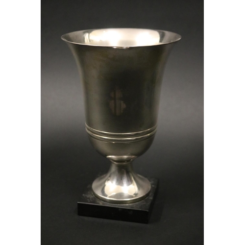 1347 - Unmarked pedestal trophy. Approx 22cm H x 14cm Dia. Provenance: Ken Rosewall Collection