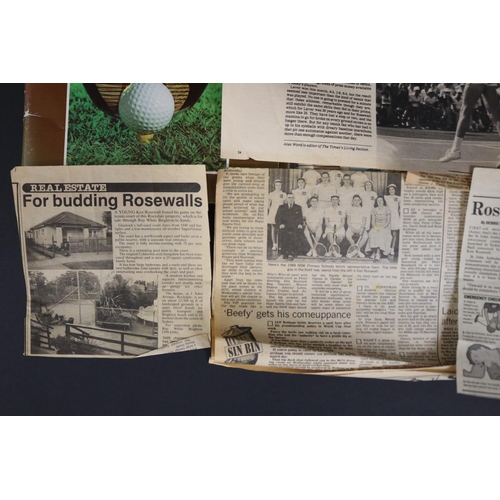 1357 - Assortment of newspaper clippings about Ken. Provenance: Ken Rosewall Collection
