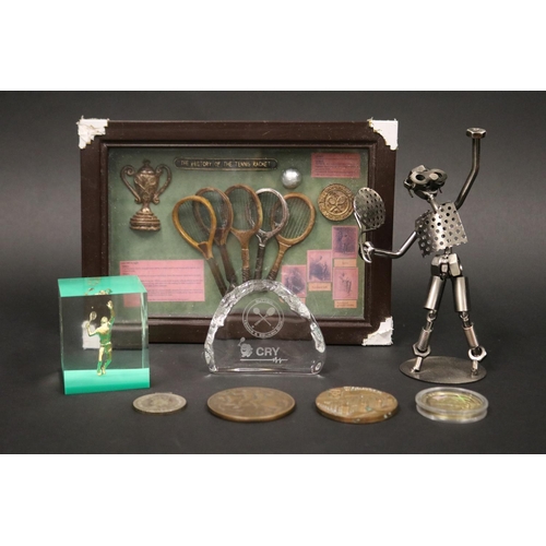1376 - Assortment of items to include coins, medallions etc. Approx 20cm x 28cm for framed piece. Provenanc... 