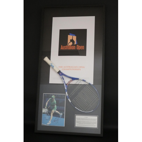 1394 - Kim Clijsters, shadow framed Australian Open signed match used Babolat racquet. To also include a si... 