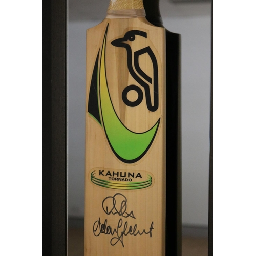 1401 - Signed Kookaburra Kahuna Tornado cricket bat on frame, Australia V New Zealand One Day International... 