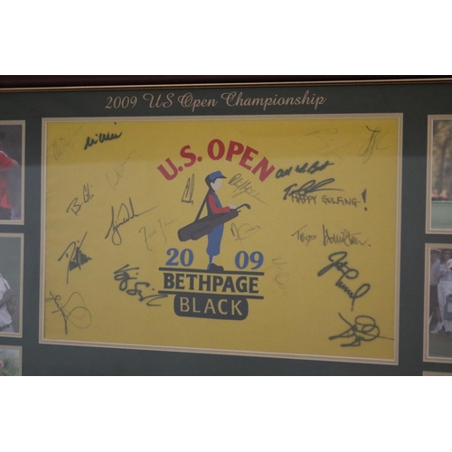 1407 - Framed & signed pin flag 2009 US Open Championship. Plaque reads 2009 US Open Championship. This off... 