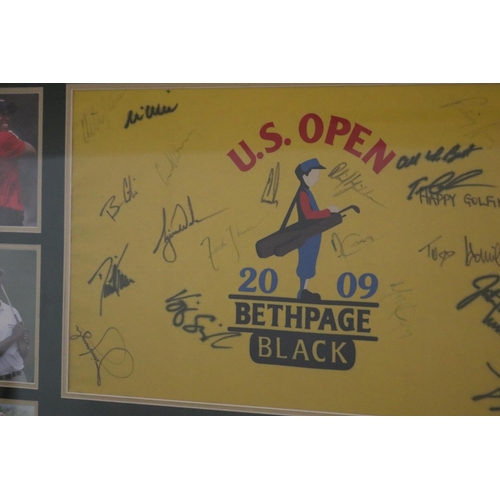 1407 - Framed & signed pin flag 2009 US Open Championship. Plaque reads 2009 US Open Championship. This off... 