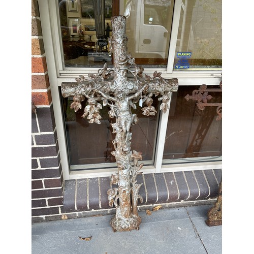 139 - Antique French cast iron cross, approx 140cm H x 67cm W