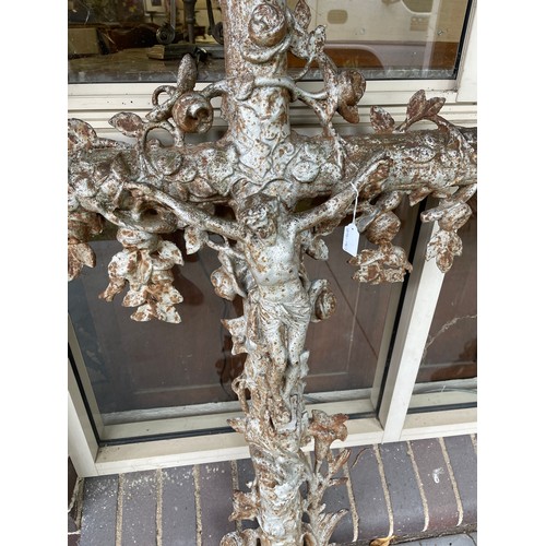 139 - Antique French cast iron cross, approx 140cm H x 67cm W