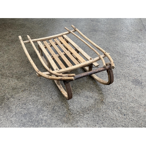 170 - Antique European pine and branch toboggan, approx 116cm L x 80cm W