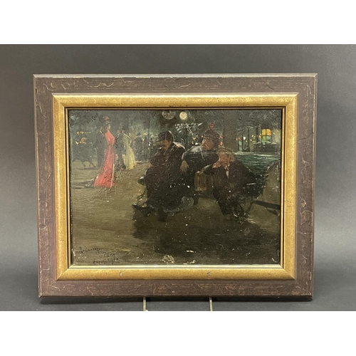 430 - Antique French School, 19th century Paris at night, signed, dated and inscribed 'B Ducrocq. Paris Ex... 
