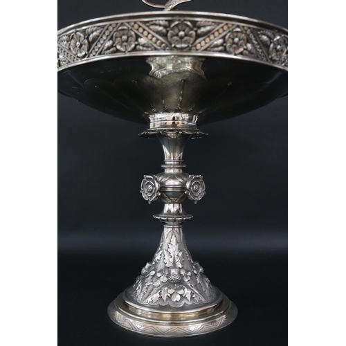 71 - Most impressive & rare antique English Victorian hallmarked sterling silver pedestal centre piece wi... 