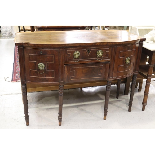 12 - Antique English Regency sideboard with lion head handles, old purchase receipt (in office D3910-1-4)... 