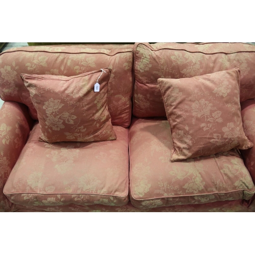58 - Laura Ashley two seater sofa with loose sofa covers and matching cushions in Raspberry Chantilly fab... 