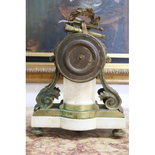 63 - Antique French mantle clock, untested / unknown working condition, has pendulum (in office C147.26),... 