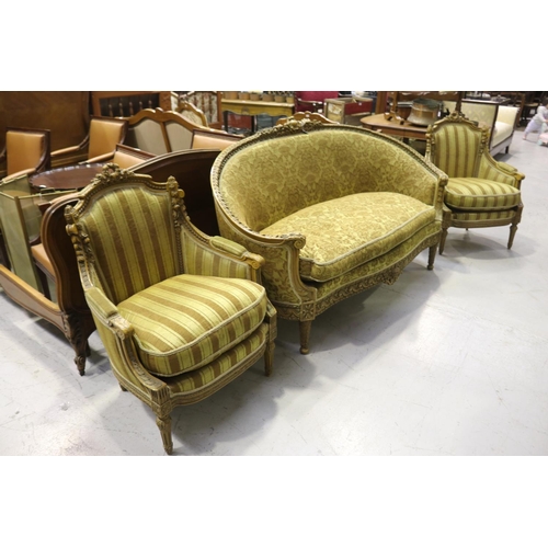 70 - Fine early 20th century French Louis XVI revival matched three piece suite, well carved frames, appr... 