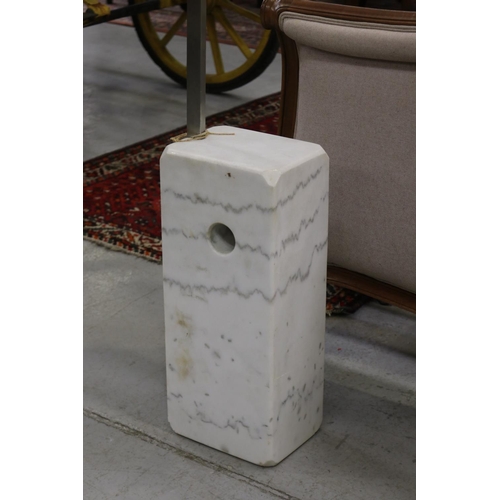 85 - New Arc style floor lamp with marble base, working at time of inspection, approx 233cm H