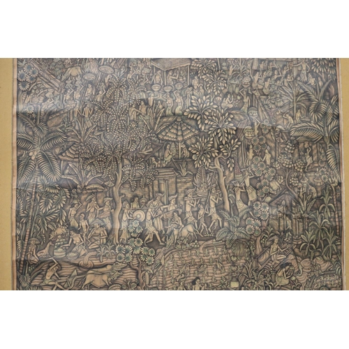 91 - Large Balinese painting, approx 89cm x 77cm