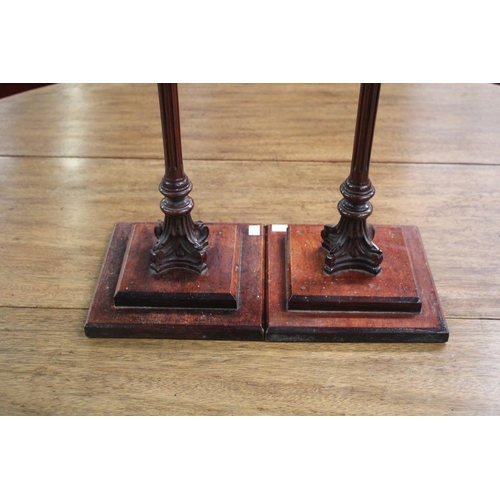 93 - Pair of wooden pedestal stands, nicely carved, approx 88cm H x 25CM w (2)