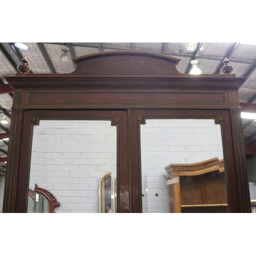 131 - Antique French Louis XVI style mirrored two door armoire, approx 242cm H x 140cm W x 50cm D