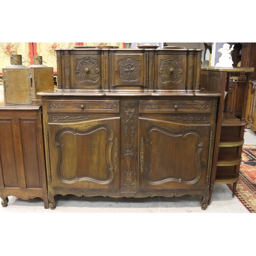 132 - Antique early 20th century French Louis style two height buffet, approx 149cm H x 159cm W x 52cm D