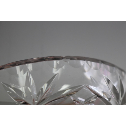 138 - Crystal compote stand, small chip, approx 12cm H x 14.5cm dia