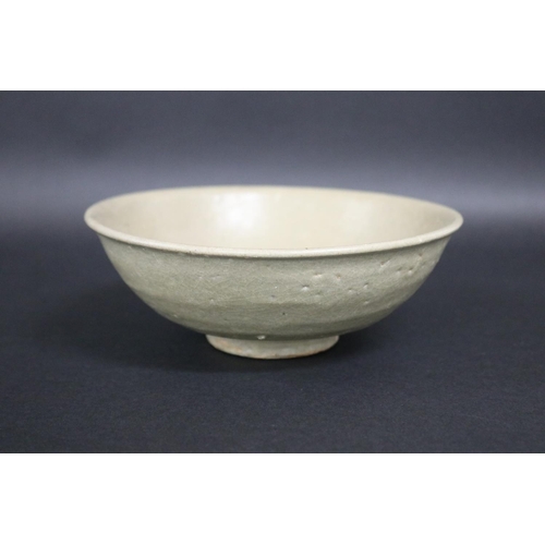 69 - Early antique Chinese celadon glazed lotus bowl, approx 6.5cm H x 17.5cm Dia