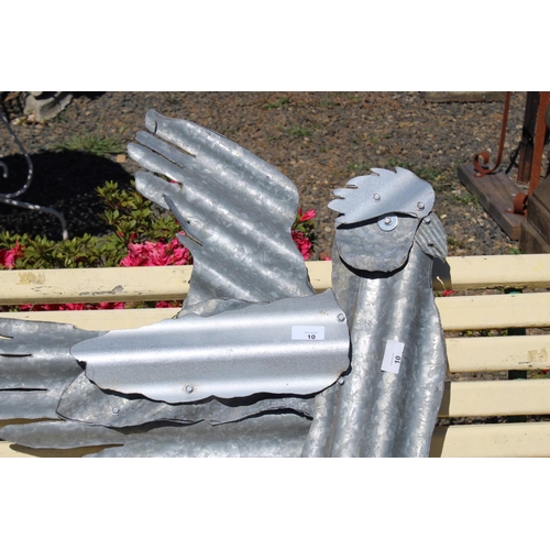 10 - Tin hand made cockatoo from Gulargambow, approx 62cm H x 70cm W