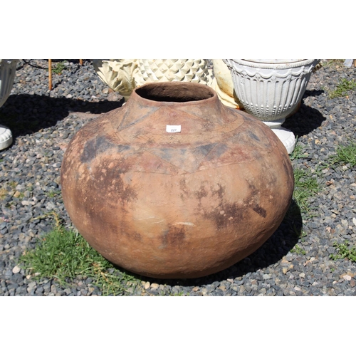 227 - Large South American squat terracotta pot, incised decoration