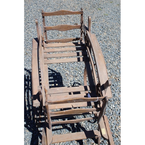 393 - Antique 19th century French beech and iron child's pull along dog cart, with plaque Grand Bazar, et ... 