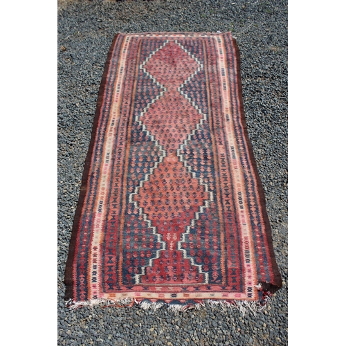 484 - Kilim wool carpet, approx 280cm L x 128cm W