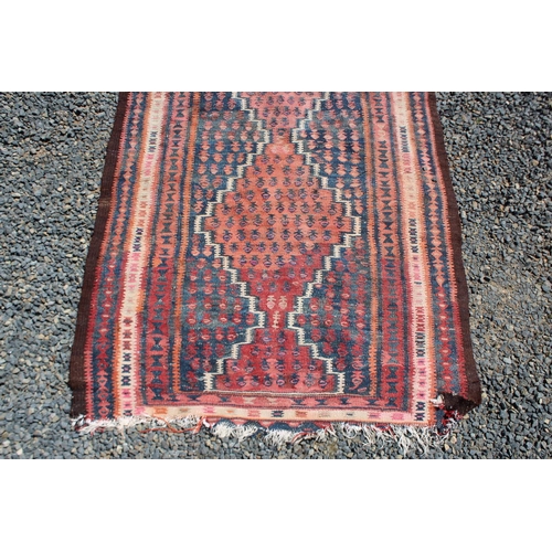484 - Kilim wool carpet, approx 280cm L x 128cm W