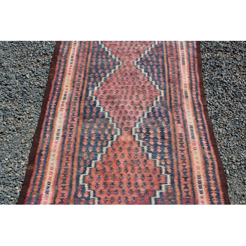 484 - Kilim wool carpet, approx 280cm L x 128cm W