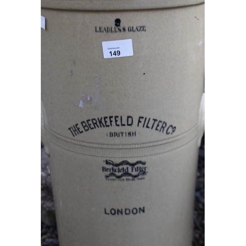 149 - English glazed pottery The Berkefeld Filter & Co London water filter, approx 66cm H