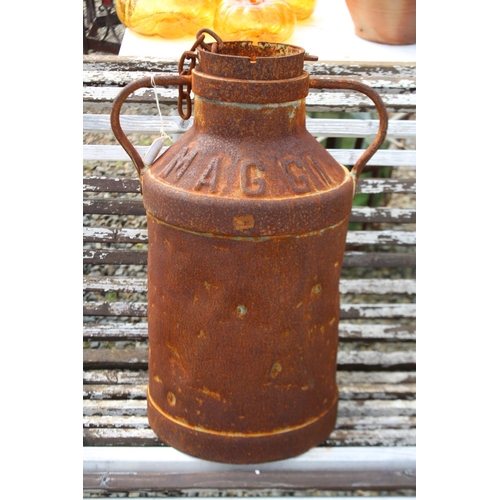 152 - Antique steel milk churn, MAGGI, approx 53cm H