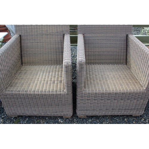 162 - Pair of modern faux cane garden arm chairs (2)