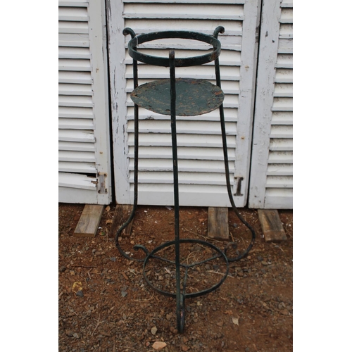 176 - Old French metal tri form jardinere stand, approx 94cm H