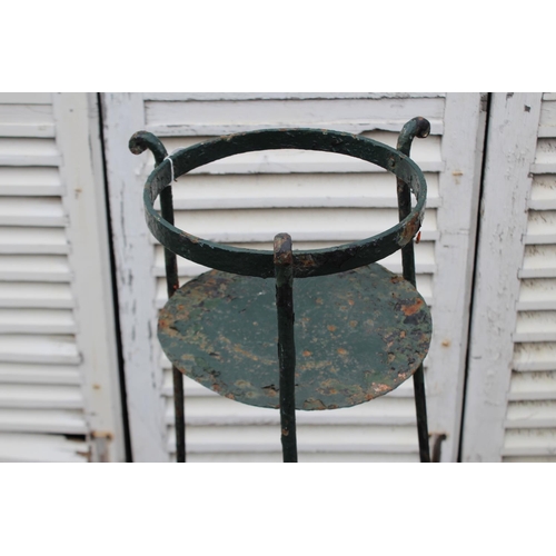 176 - Old French metal tri form jardinere stand, approx 94cm H