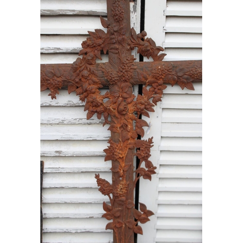177 - Antique French cast iron cross, approx 130cm H x 67cm W