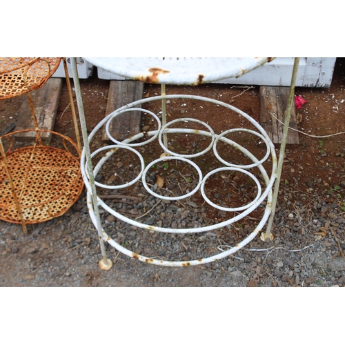 53 - Two French circular white painted pool or patio drinks tables, approx 76cm H x 42cm Dia and smaller ... 