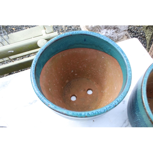 58 - Pair of modern glazed terracotta pots, each approx 23cm H x 25cm Dia (2)