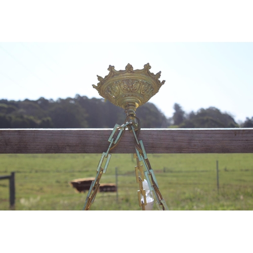 595 - Gilt brass Renaissance revival style 12 light chandelier