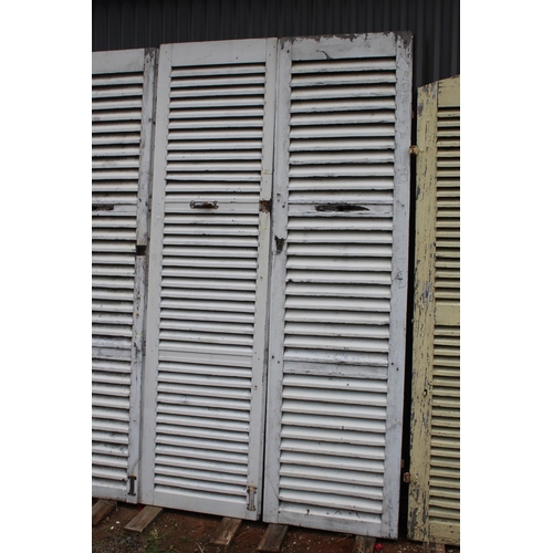 81 - Six antique French painted oak shutters, approx 227cm H x 62cm W and smaller (6)