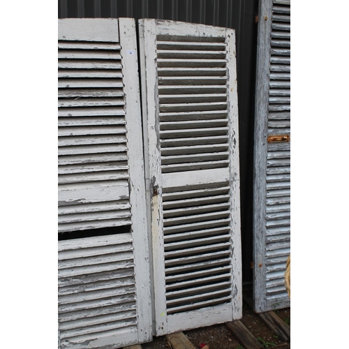 86 - Pair of antique French white painted shutters, each approx 159cm H x 52cm W (2)