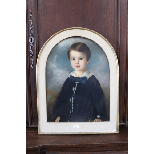 438 - Antique English school, 19th century, Portrait of Henry Titherington as a young boy, oil on board, a... 