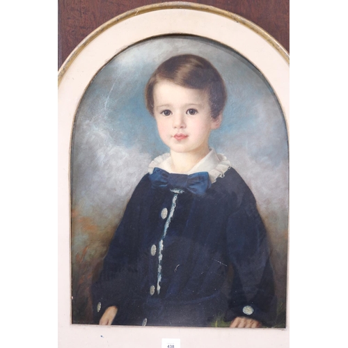 438 - Antique English school, 19th century, Portrait of Henry Titherington as a young boy, oil on board, a... 