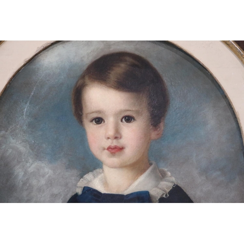 438 - Antique English school, 19th century, Portrait of Henry Titherington as a young boy, oil on board, a... 