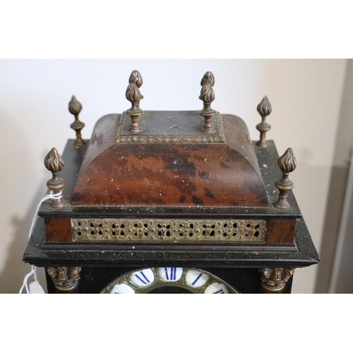 552 - Antique French small scale pagoda top table clock, untested, with pendulum and key, approx 35cm H x ... 