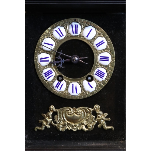 552 - Antique French small scale pagoda top table clock, untested, with pendulum and key, approx 35cm H x ... 