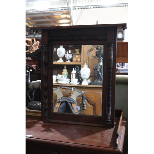 508 - Antique early 19th century pier mirror, with applied split multi ring turned columns, approx 72cm x ... 