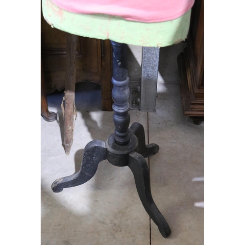 523 - Antique French mannequin with turned ebonized base, fitted with a pink t shirt, approx 150cm H